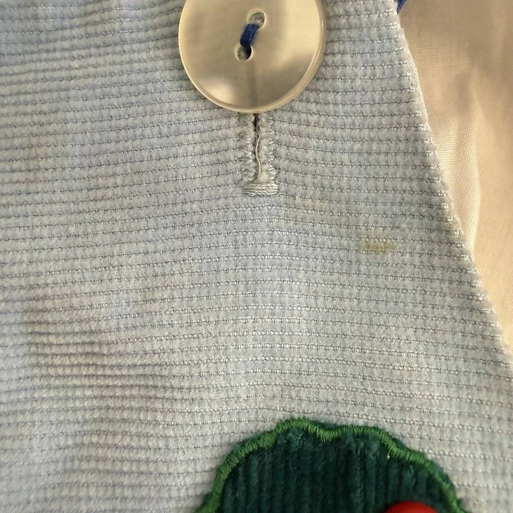 Vtg Country Farm Corduroy Overalls Boys 3 Blue Jon Jon Barn Apple 1980's Set - Picture 5 of 11